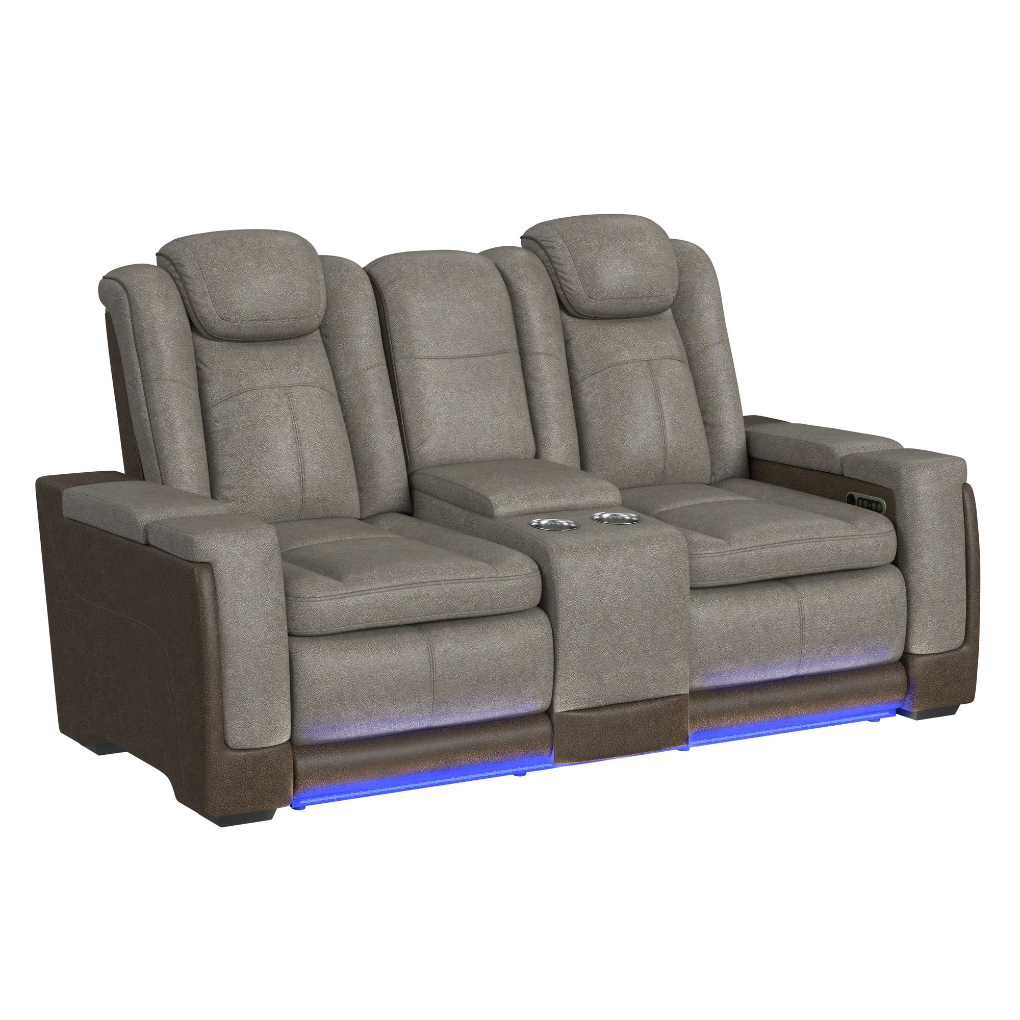 LantanaPowerMotionLoveseatwPowerHeadrest_LEDandConsoleinRockyGreyBrown_Angle