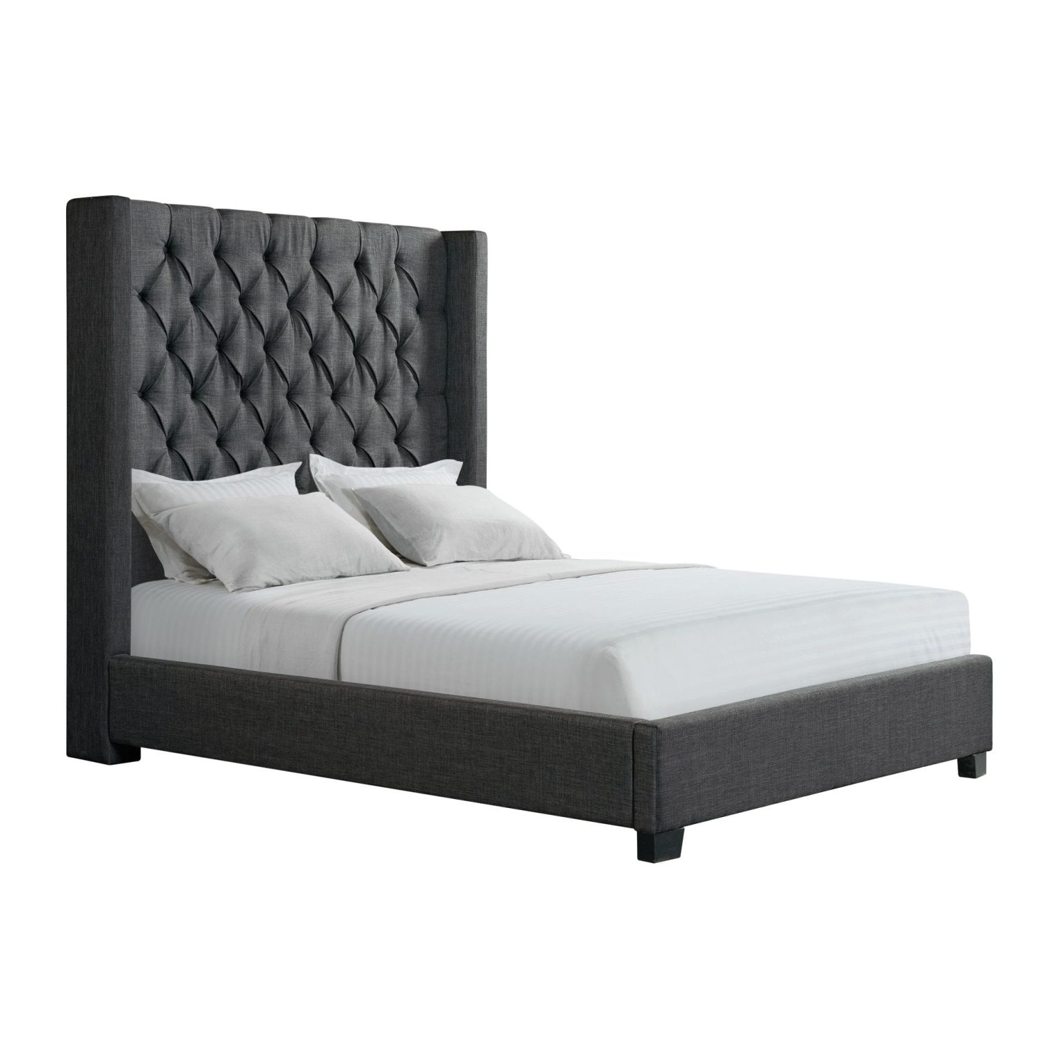 Morrow Charcoal Upholstered Queen Platform Bed