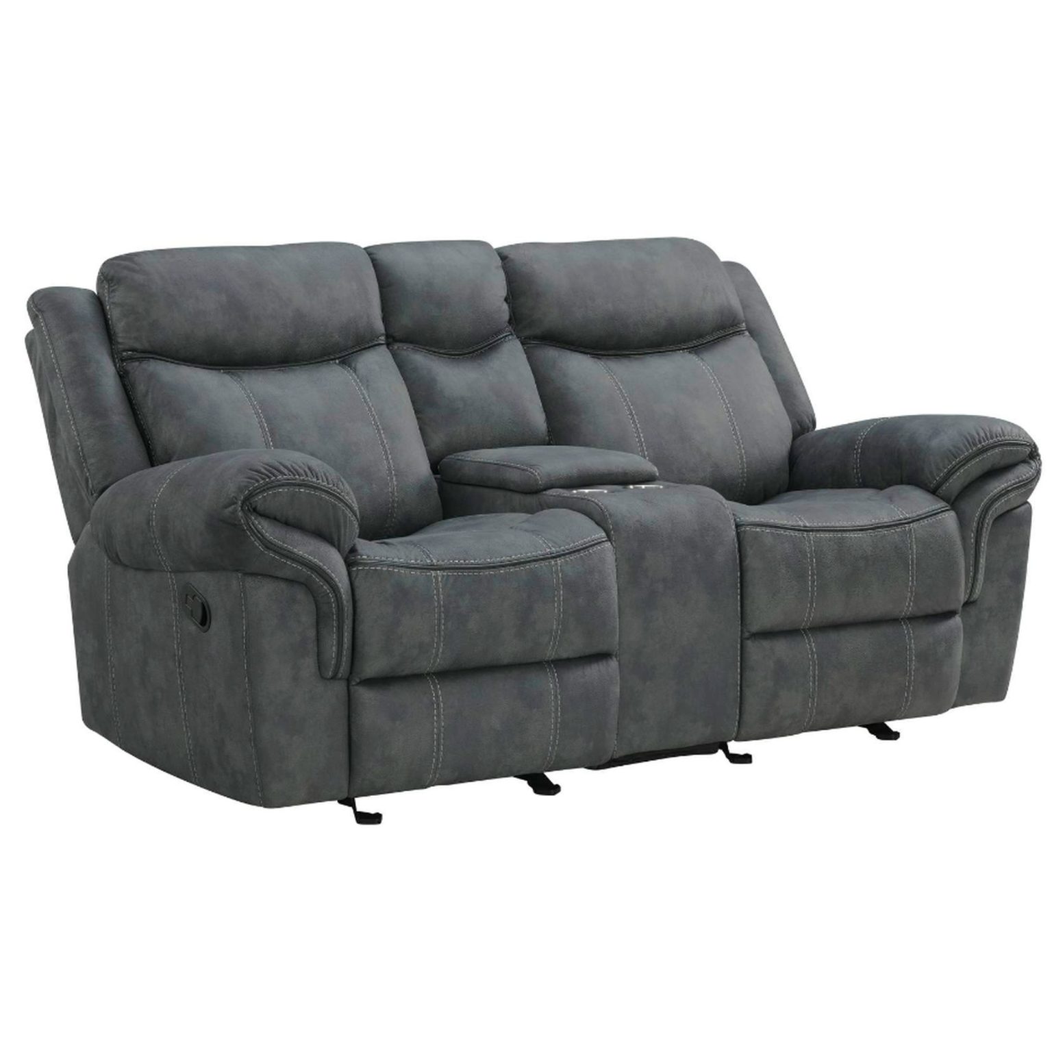 Sorrento Charcoal Reclining Console Loveseat